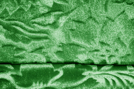 丝绒绿色织物天鹅绒图案从一个未受割礼的人下面雕刻而成