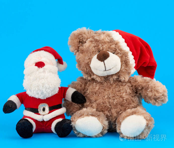 littleteddybearinredchristmashatandsantaclaus