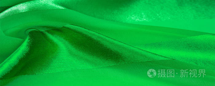 质地，背景，绿色丝质条纹织物，带有金属s