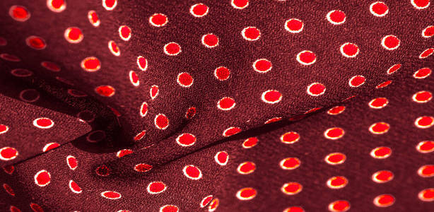 纹理背景，图案，红色丝织物和红色圆点