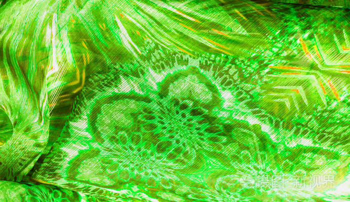 背景纹理图案绿色翡翠色的丝绸