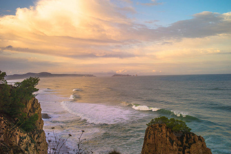 地中海 风景 日落 海滩 天空 波动 海湾 太阳 海岸线