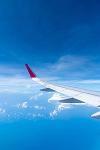  Clouds and sky as seen through window of an aircraft