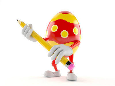 复活节彩蛋人物手持铅笔摄影图