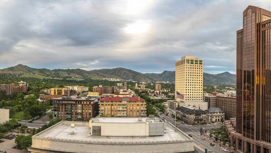 全景框架盐湖城市中心风景全景图