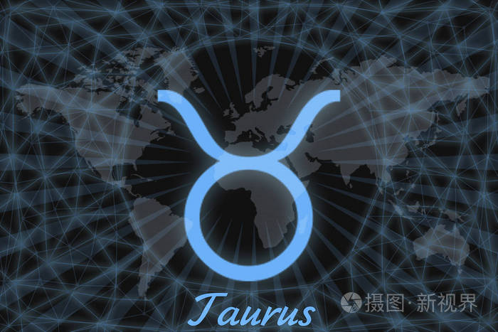 黄道十二宫金牛座在地球背景上有星象标志的星象符号可用于占星术