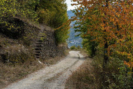 hiking on rheinsteig trail in the middle rhine valley, germany 