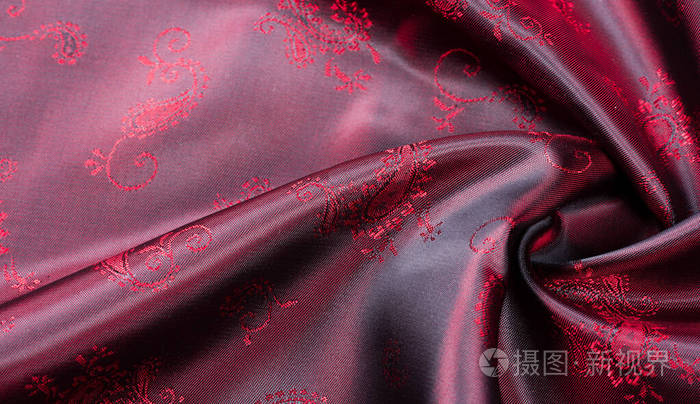 质地面料红色丝绸佩斯利图案这个漂亮的p