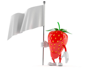 手持白旗的草莓人物照片