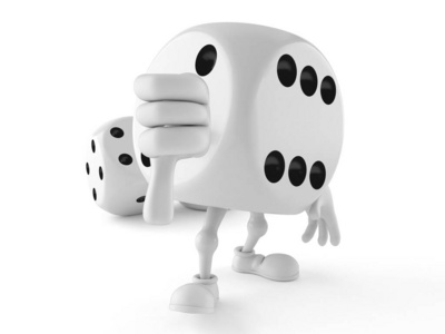 拇指朝下对角色掷骰子照片