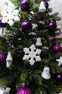 Close up of beautiful decorated christmas tree. 