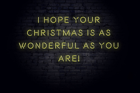 砖墙上的霓虹灯圣诞新年贺词