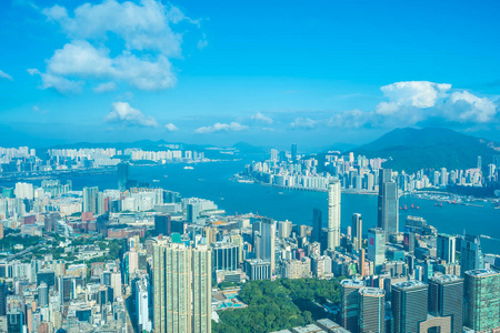 Beautiful architecture building exterior cityscape of hong kong 