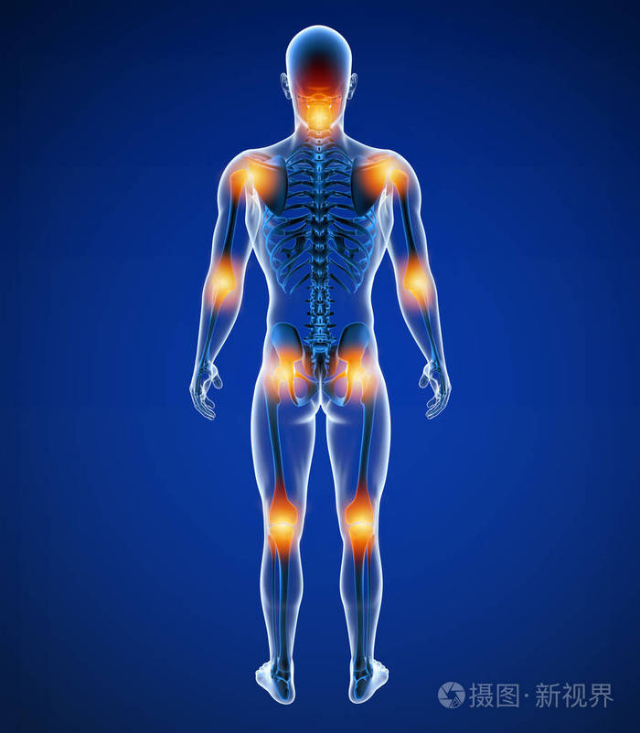 男性前关节疼痛的3d图像