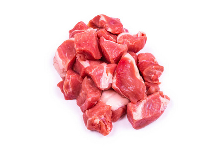 Fresh raw pork pieces isolated. 