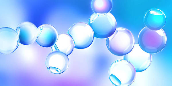蓝色和紫色背景下的分子模型