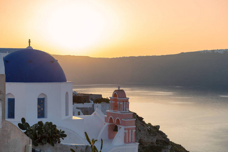 天空 穹顶 遗产 日落 欧洲 假期 房子 爱琴海 村庄 希腊