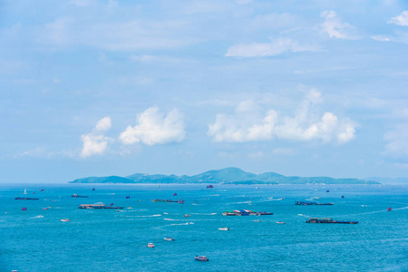 Beautiful landscape and sea ocean with white cloud and blue sky 