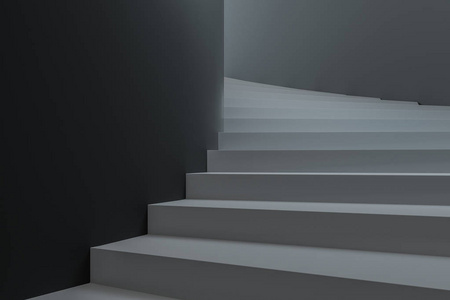 圆形楼梯，上升趋势概念背景，三维渲染。