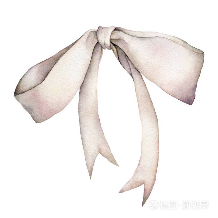 白色背景上独立的手绘礼品蝴蝶结.设计,印刷,织物或背景的圣诞插画.