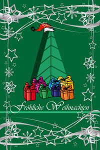 德国圣诞快乐3d插图圣诞树与礼物