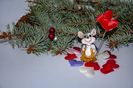 假日 招呼 可爱的 鼠标 明信片 宠物 冬天 闪耀 老鼠