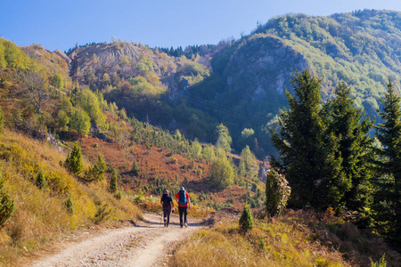 Hiking People Walking In Beautiful Nature Autumn 