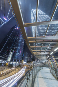 Night scene of downtown district of Hong Kong city 