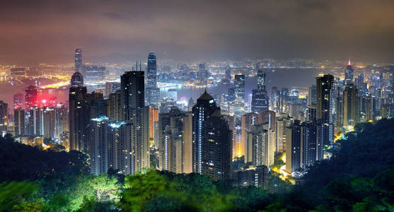 从Victoria山峰看香港夜景