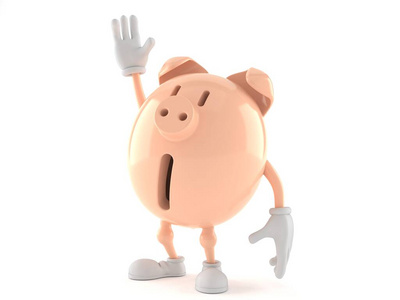 手举着小猪存钱罐的角色