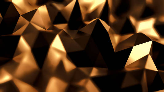 金色水晶背景。三维插图，三维渲染。