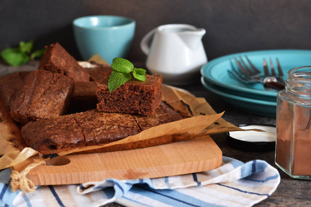 Brownie  a classic American cake with chocolate 