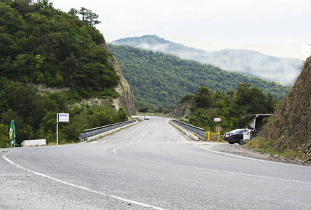 风景 国家 森林 小山 运输 汽车 驱动 格鲁吉亚 自然