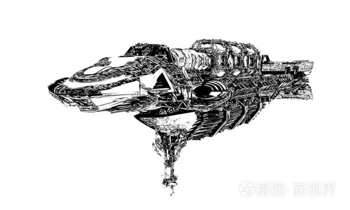 黑白宇宙飞船海报艺术