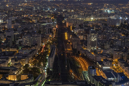 巴黎夜景空中全景