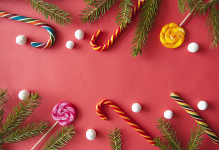 圣诞背景与糖果手杖