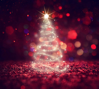 圣诞树背景与散焦闪光图片