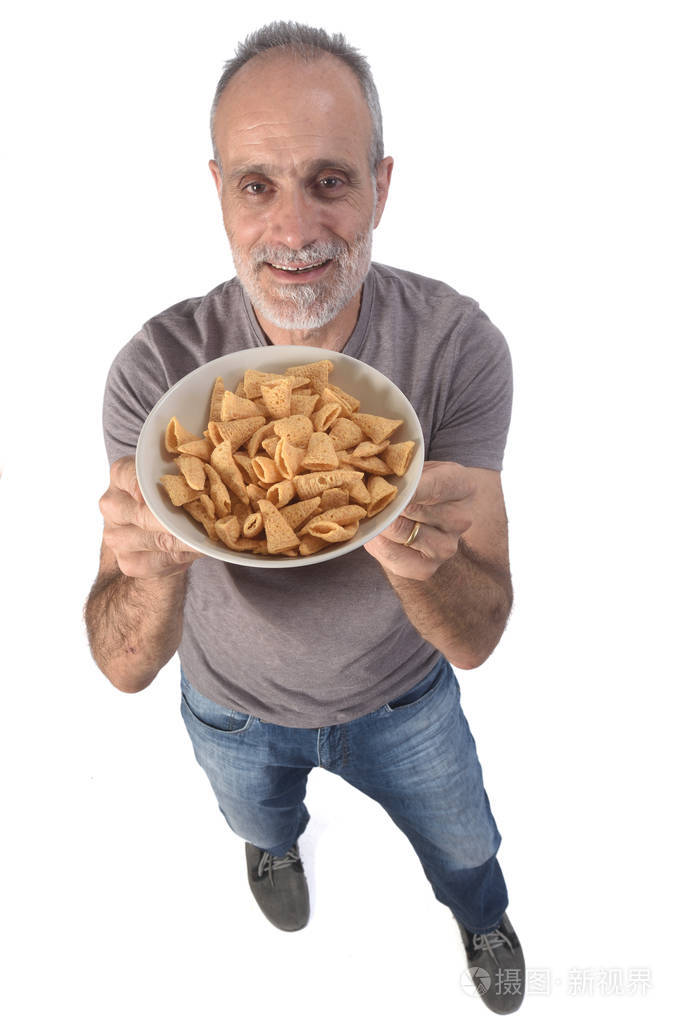 白色背景上有薯条的人