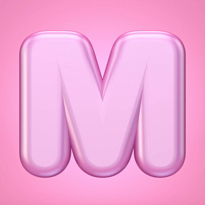 粉红色字体字母m 3d照片
