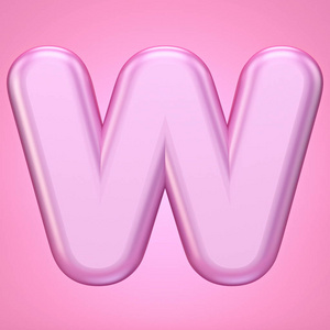 粉红色字体字母w 3d照片