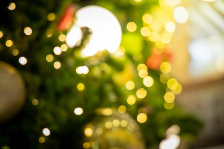 bokeh Christmas balls and Christmas tree 