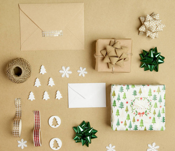 礼物 书桌 冷杉 冬天 包装 假日 分支 新的 圣诞节 创造力