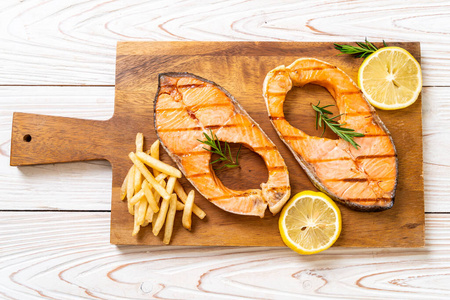 grilled salmon steak fillet 