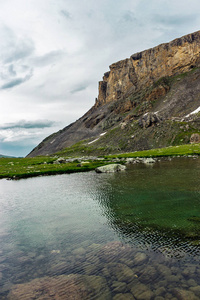高加索山脉的一个巨大的冷湖