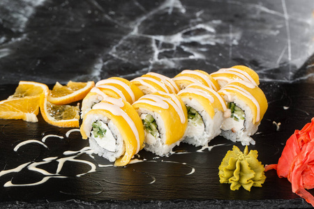 Sushi Rolls with processed cheese, cheddar, american cheese, avo