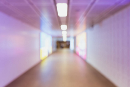 Walking path with bright colorful light. blur walk way platform 