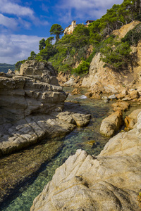 波动 目的地 石头 欧洲 自然 波浪 西班牙 布拉瓦 海滨