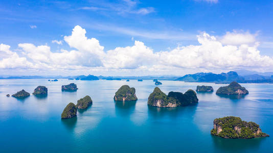 Thailand green lush tropical island in a blue and turquoise sea 