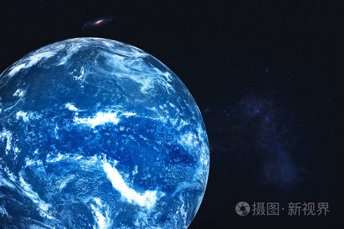 太阳系的海王星行星在太空中有白色的大气层