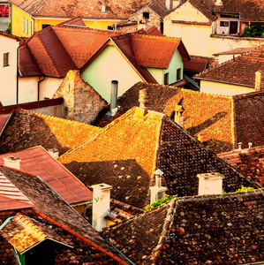 Morning over the roofs of the old town 